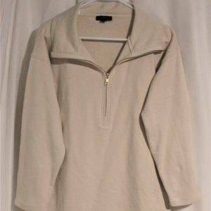 J Crew 100%Cotton Oversized Terry Long Half Zip Tunic XX Small Natural Color XXS